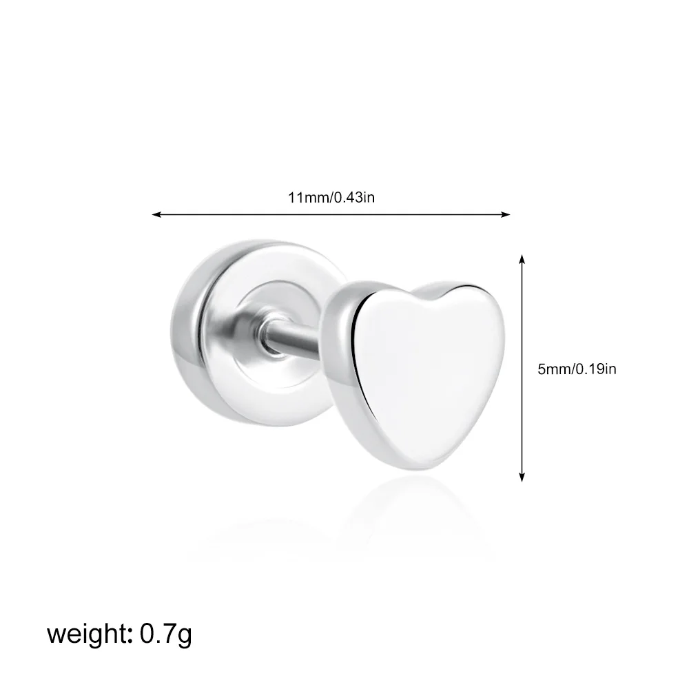 1 STÜCK Edelstahl Zierliche CZ Blume Herz Sonne Stern Ohrstecker für Frauen Flache Rückseite Winziger Ohrring Tragus Knorpelpiercing 20G – Detail 11