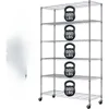 6 Tier Wire Shelving Unit Metal Storage Shelves w/Wheels, 350 Capacity Per Shelf, Heavy Duty Steel Garage Shelf, 48" L X 18" W X 1