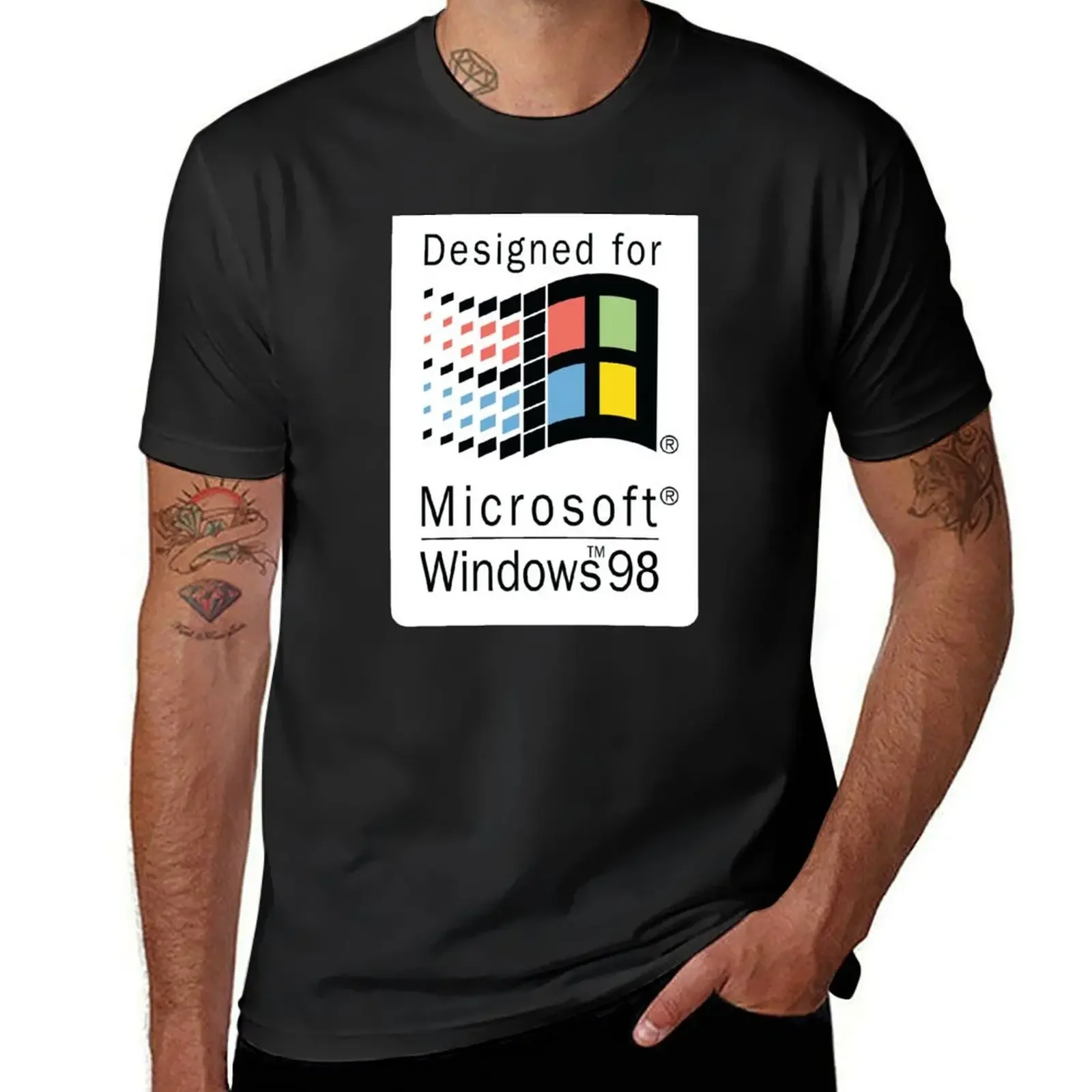 

Футболка мужская оверсайз, дизайнерская винтажная тенниска для Microsoft Windows 98, майка в стиле Харадзюку, лето