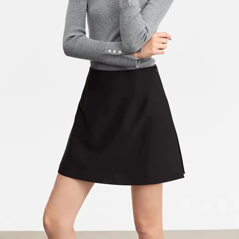 Women Simple Casual Shorts Skirts Korean High Waist Office Lady Commuting Straight A Line Skirts Solid All Match Female Skirts 2