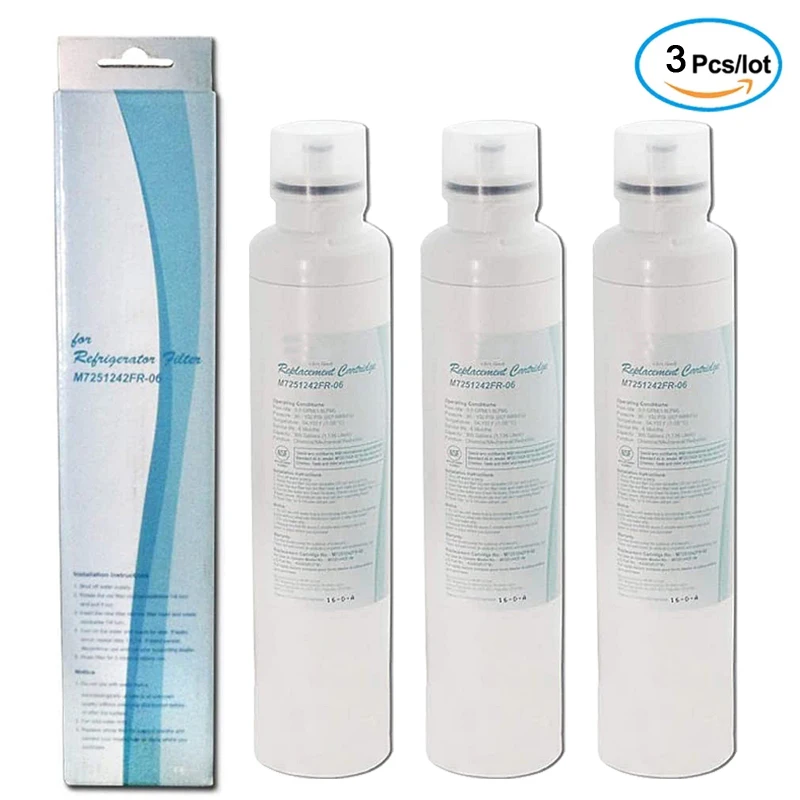 Replacement Refrigerator Filter Compatible for LG Water Filter M7251242FR-06 M7251252FR-06 M7251253-06 M7251253F-06 3 Pack faucet water filter