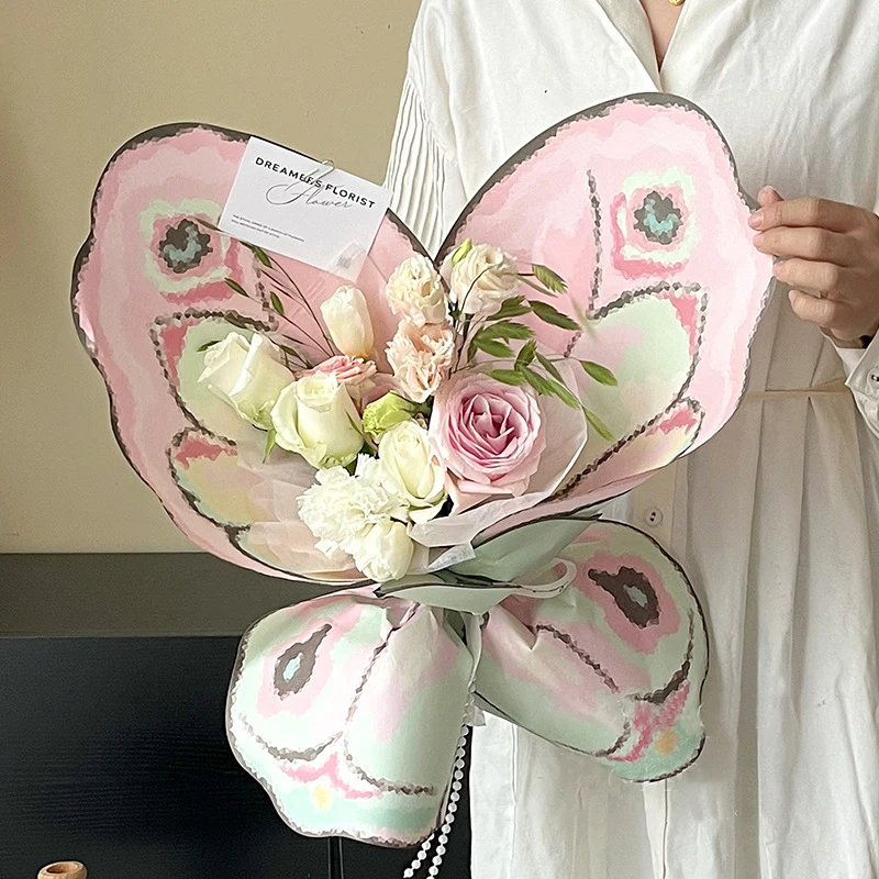 Flower Packing Material Bouquet Wrapping Paper Creative Butterfly Wings Shape Wedding Birthday Party DIY
