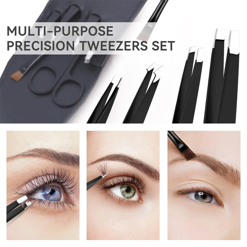 4Pcs Eyebrow Shaping Eyebrow Shaping Set Stainless Steel Tweezers Multi-function Eyelash Tweezers
