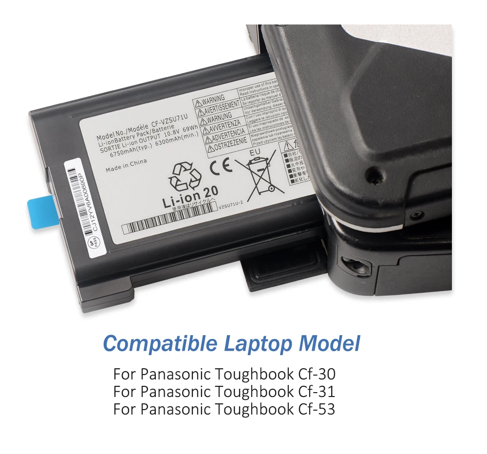 Etesbay-bateria para Toughbook Panasonic Cf-vzsu71u Cf30 Cf-31 Cf53 Cf-vzsu46u Cf-vzsu72u 10.8v 69wh 6750mah - Imagem 3