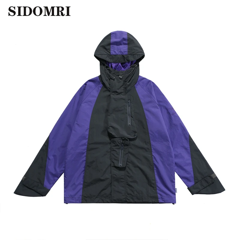

New Arrvial Men and Women jacket coat City functions retro casual outdoor multi-functional loose patchwork color hooded coat