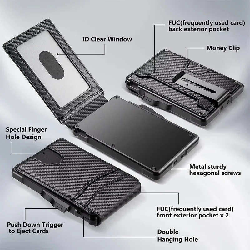 Slim Minimalist RFID Blocking Wallet with Money Clip - PU Leather Tactical Bifold Design