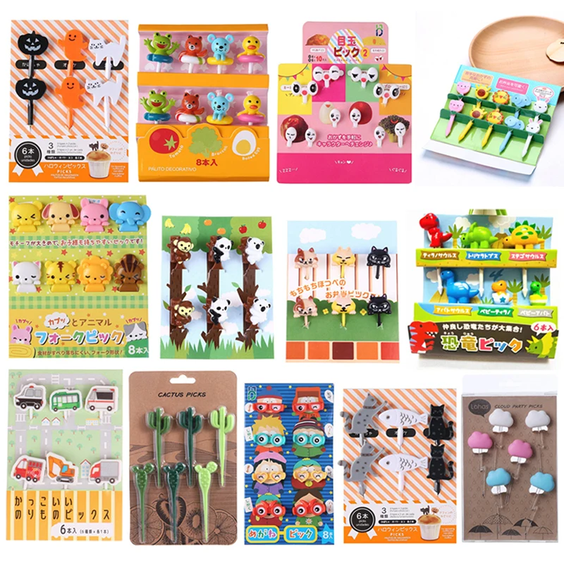 

Home Cartoon Fruit Fork Creative Children's Animal Cute Plastic Fruit Fork Set Bento Tag
