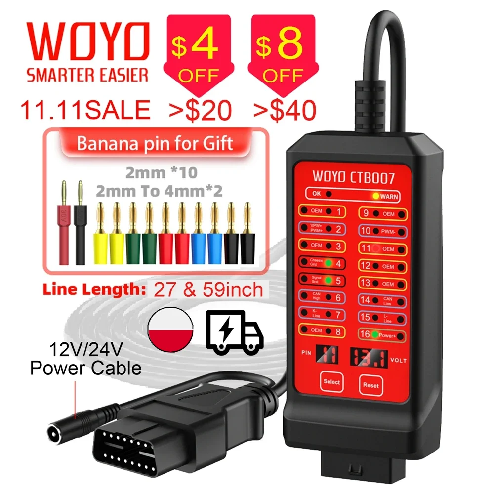 CAN Bus Tester CTB007 – OBD2 Breakout Box 16 Poli – Per Diagnostica Auto