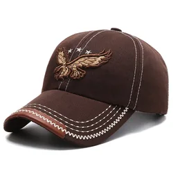 Unisex Four-Season Eagle Embroidery Baseball Cap - Trendy Casual Sunscreen Hat - Adjustable (Brown)