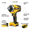 2000N.m 20V Brushless Electric Impact Wrench Rechargeable Li-ion Battery 1/2" Socket Wrench Cordless Wrench Plastic Box Tools 4