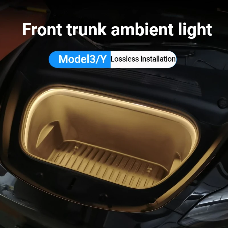 

Для Tesla Model Y/3 выделенная атмосфера переднего багажника для интерьера Tesla светильник светодиодный освещение Водонепроницаемая декоративная фотография