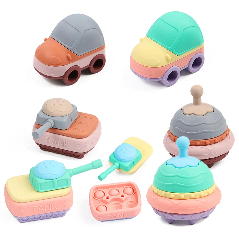 

Baby Silicone Stacking Toys for 6-12M Children Teething Toy BPA Free Infant Montessori Educational Sensory Toy Soft Teethers