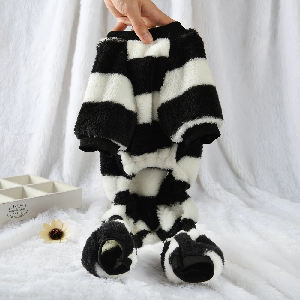 Soft Stripe Fleece Pet Dog Sweatshirts for Small Dogs Cat Winter Warm Clothes