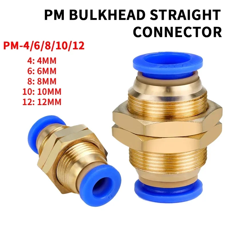

PM Air Couplings Tubes Quick Couplings for OD Tube Straight 4 6 8 10mm Copper Pneumatic Fittings Water Push Type Hose Fitting