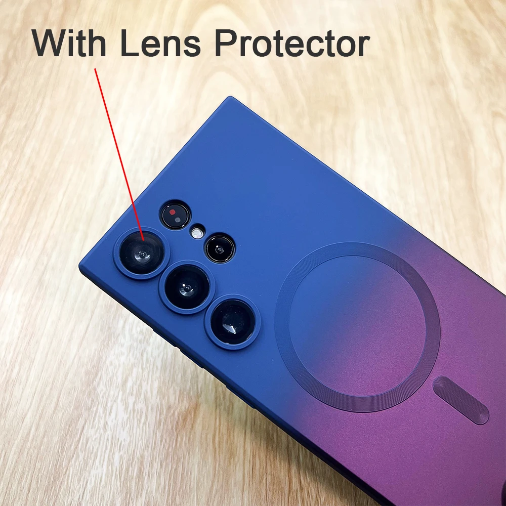 Silikon Farbverlauf Magsafe Hülle für Samsung Galaxy S23 S22 Ultra Note 20 10 Plus S21 S20 FE Wireless Charging Cover_voghion.com