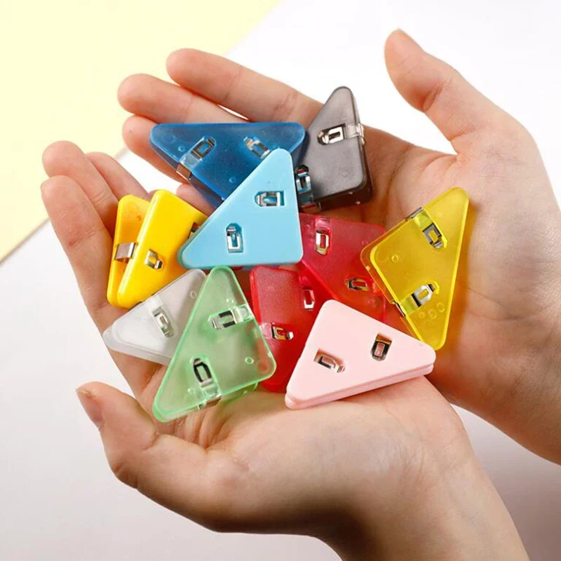 Kawaii 5pcs Triangle Corner Clips paper clips File Paper Clips File Index Photo Clamp Page Holder Korean Stationery Office Desk Organizer