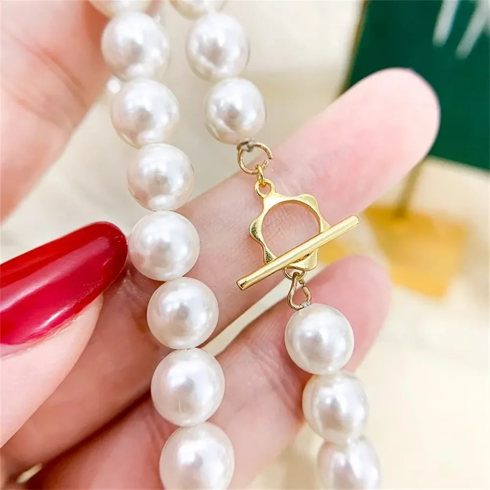 

DIY Pearl OT Clasps Accessories S925 Sterling Silver Single Breasted Necklace Buckle Gold Silver Handmade Beaded Buckle K001