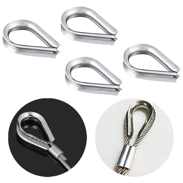 50 Ditali Per Fune Metallica M4 In Acciaio Inox 304 - Per Cavi Da 4mm