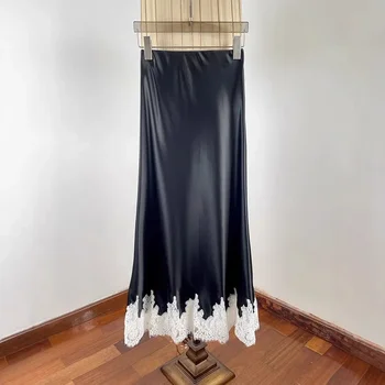 Demi-jupe élégante en dentelle et Satin pour femmes