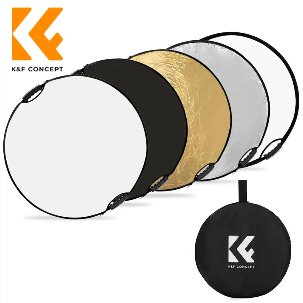 

K & F Concept светильник Отражатель 5 в 1 5 в 1 круглая ручка 60 см Золотая Серебряная черная белая полупрозрачная мягкая фотопанель