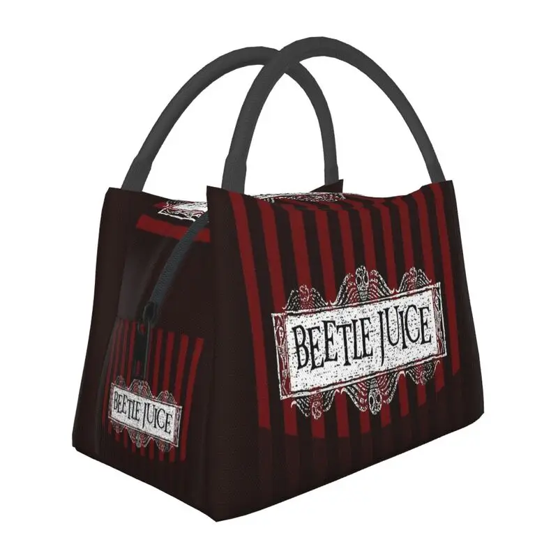 

Tim Burton Beetlejuice Insulated Lunch Bag for Women Waterproof Gothic Film Thermal Cooler Lunch Tote Office Picnic Travel