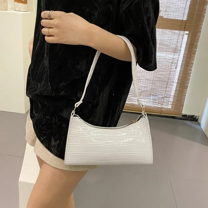 Alligator Pattern PU Leather Handbag - Womens Small Armpit Messenger Bag