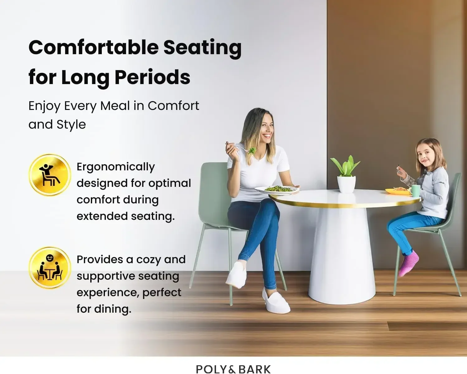 Isla Modern Kitchen Chairs Set of 4 - Plastic Dining Chair with Metal Legs - Quick Assembly Simple Cafe Chairs Plastic，Green