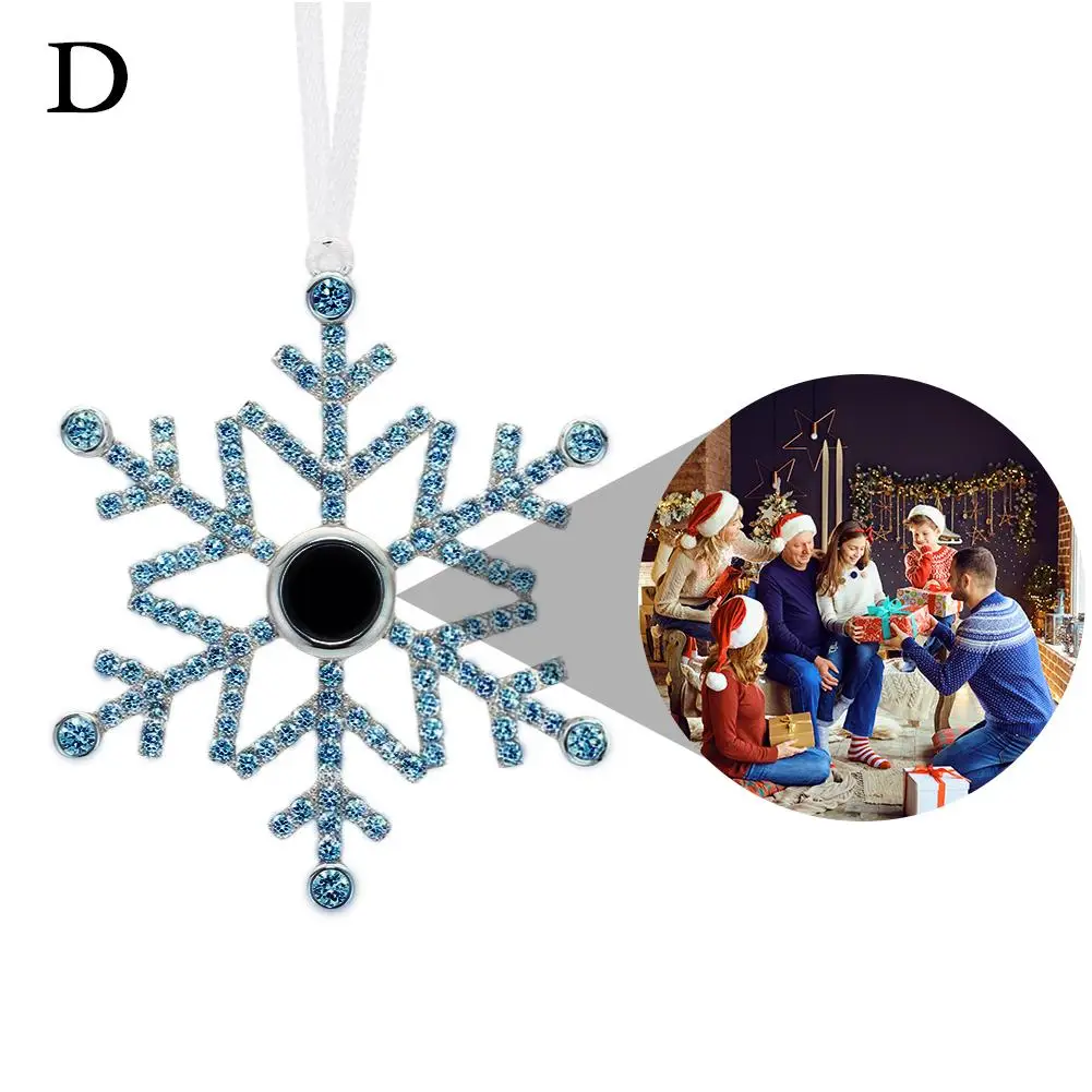 Silver Christmas Gift Snowflake Projection Hanging Ornament Ornament Picture Pendant Ribbon Memorial Gift Christmas Decor christmas decorations
