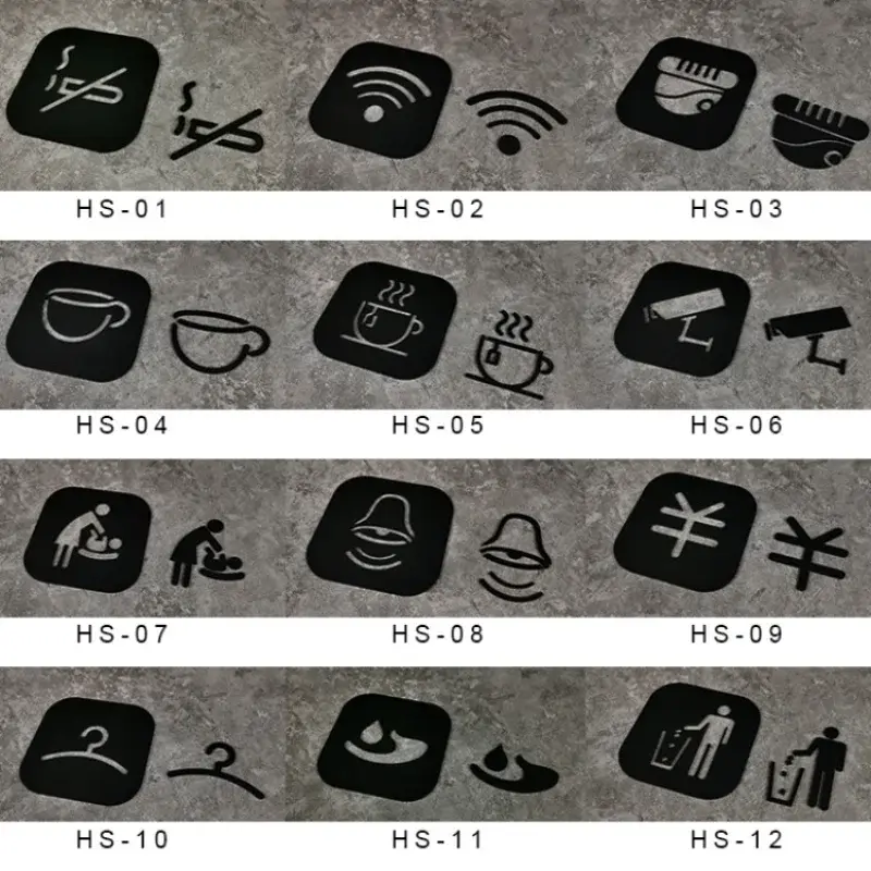 Toilet Signs Hollow Squatting Reminder Signage Doorplate Warm Reminders Indicator Plaque Plate Bathroom WC Wall Door Sticker - Image 2