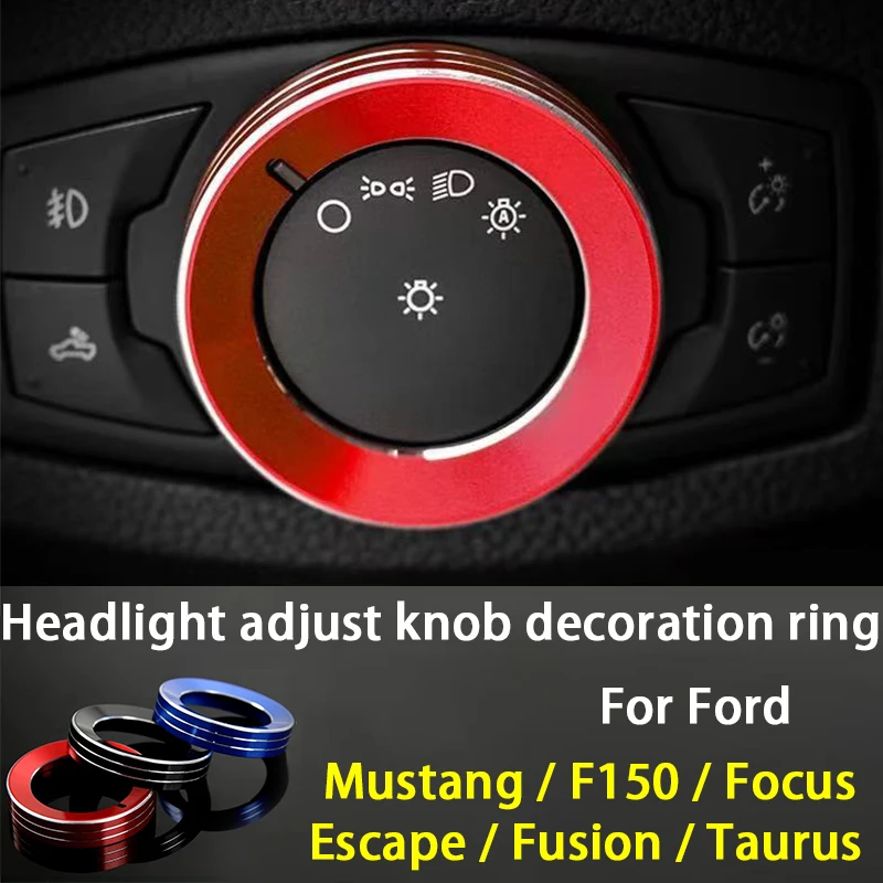 Auto Scheinwerfer Einstellung Knopf Dekoration Ring Für Ford Mustang F150 Focus Escape Fusion Taurus Innen Zubehör Trim Abdeckung