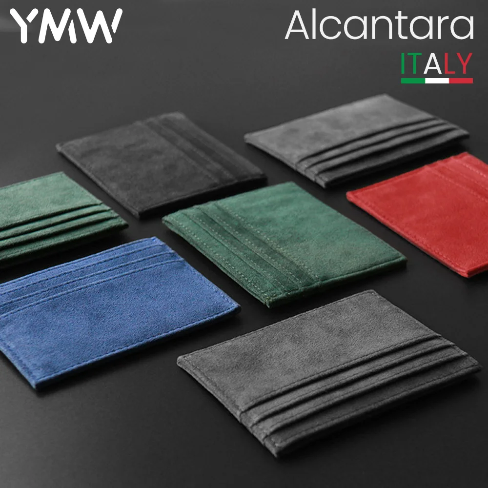 YMW ALCANTARA Card Holder Women & Man Turn fur Luxury Artificial Leather Slim Card Mini Wallet Small Thin Package card wallet