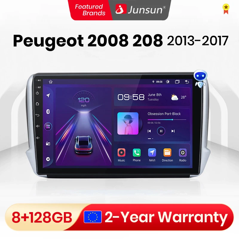 Автомагнитола Junsun V1 Pro для Peugeot мультимедийный проигрыватель на Android с GPS