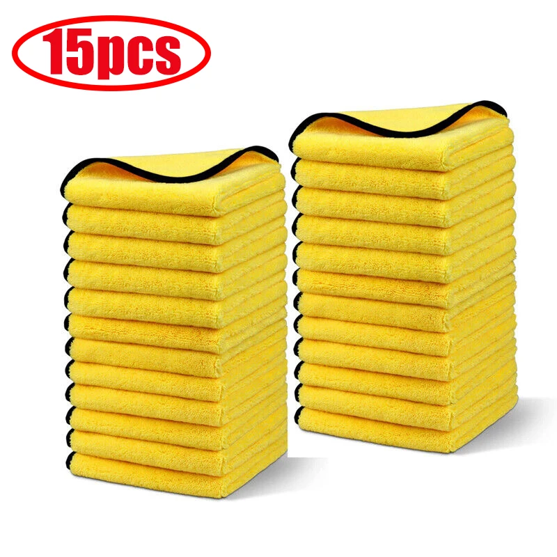 Microfiber Cleaning Towel Thicken Soft Drying Cloth Car Body Washing Towels Double Layer Clean Rags 30/40/60cm 15/10/5/3pcs