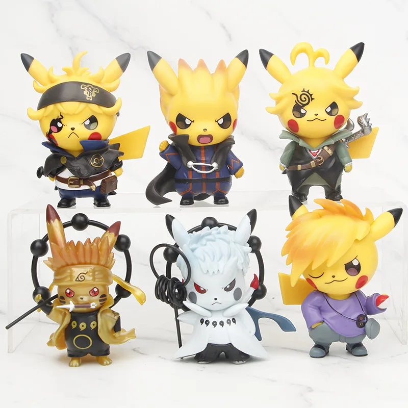 

6pcs/set Pokemon Pikachu as Naruto Figure toys 9cm