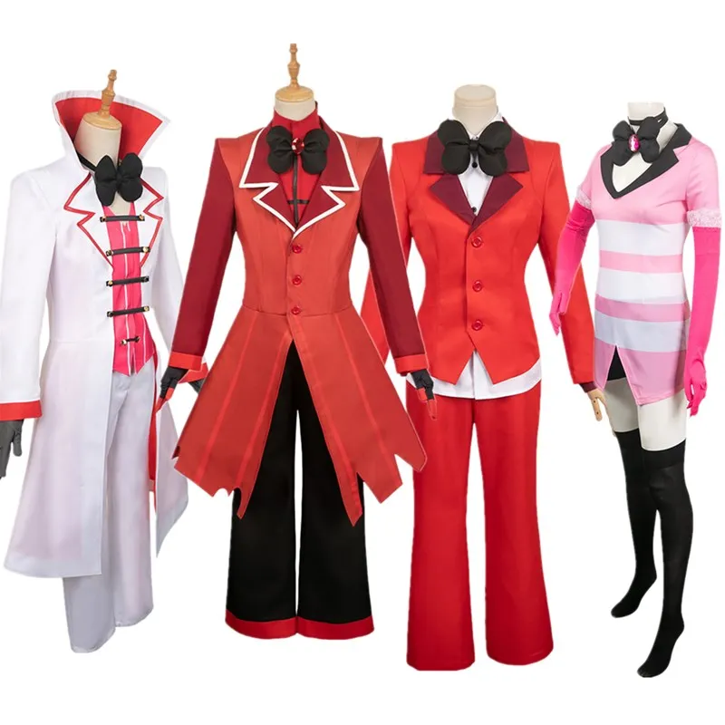 Hazbin Alastor Lucifero Cosplay Charlie Morningstar Costume Angelo Polvere Uniforme Cappotto Camicia Pantaloni Abiti Halloween Carnival Suit