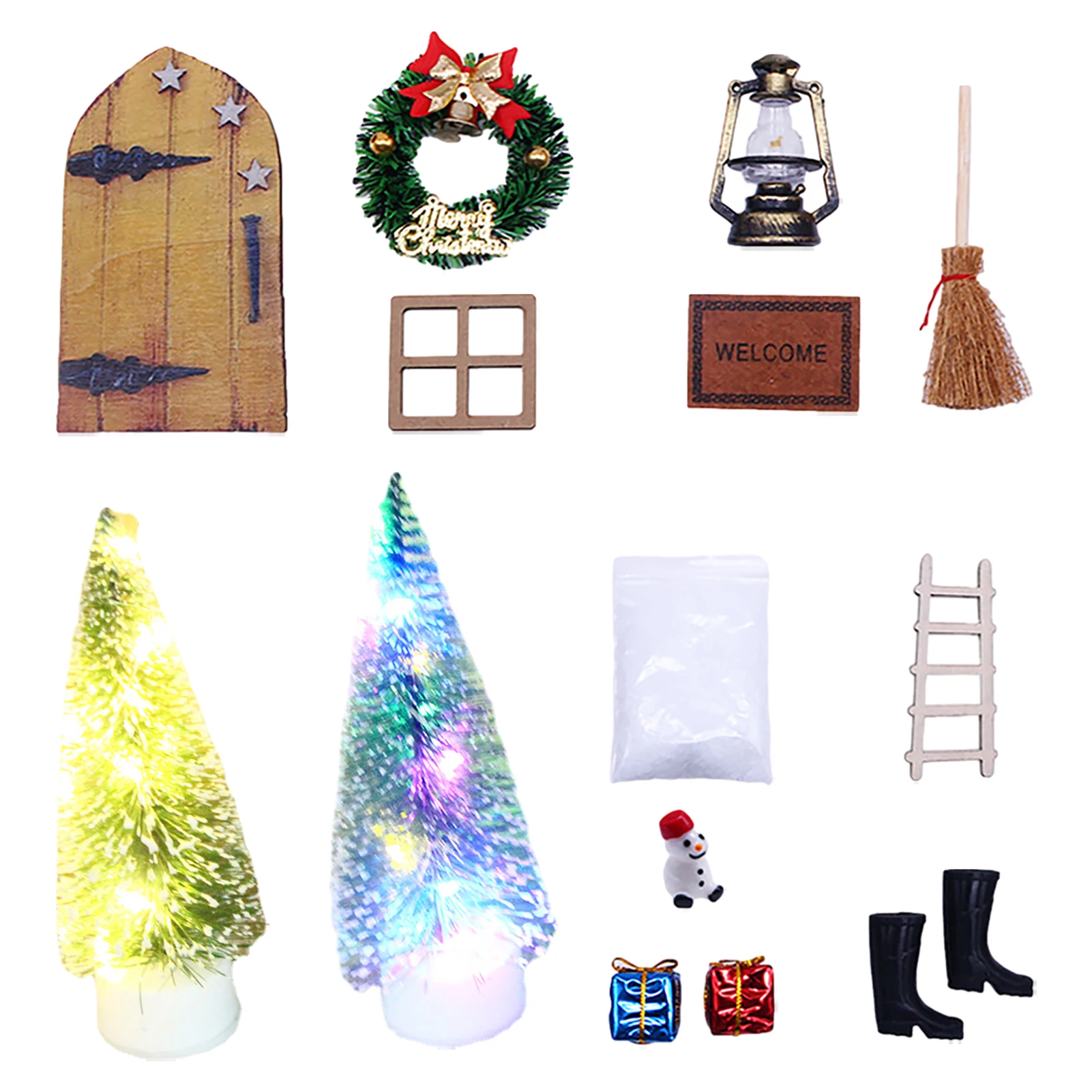 

Миниатюрные двери для сказочного дома, двери эльфов, 12 шт., Миниатюрные аксессуары для сказочного дома, Рождественская миниатюрная сцена, набор дверей с лестницей