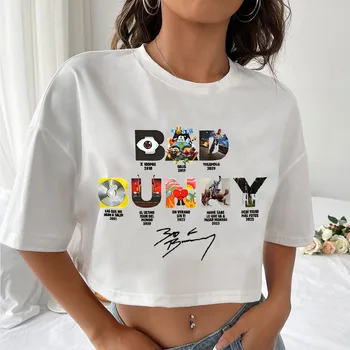 DTMF Bad Bunny Shirt Women O-Neck Short Sleeves Crop Tops T-shirt Fans Gift 1