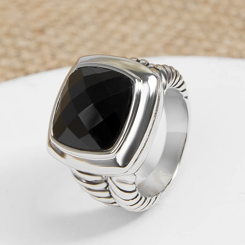 

Sparkle in Style with 14mm Black Cubic Zirconia Statement Ring for Women and Men White Gold Plated Fashion Jewelry