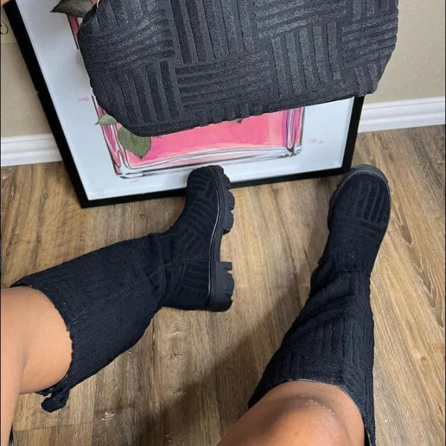 Knee High Knitted Effect Boots 4