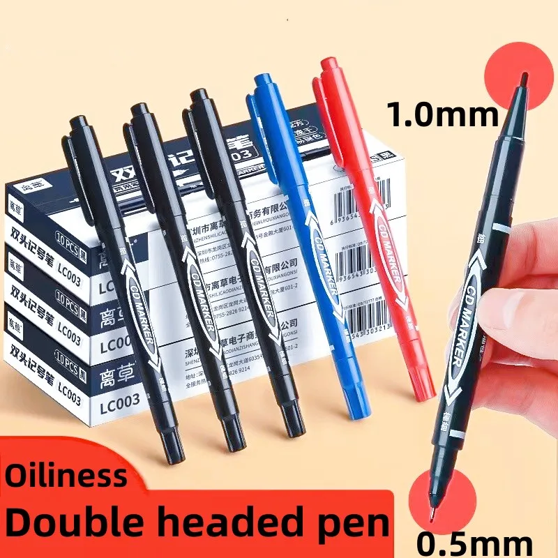 

3Pcs High Quality Waterproof Permanent dual Tip 0.5/1.0 mm Nib Black Blue Red Art Marker Pens Student School Office Stationery