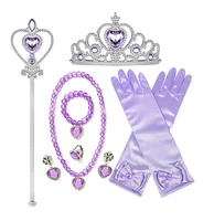 Princess Girls Anna Elsa Accessory Costume Photography Props Gloves Tiara Angle Fairy Wand Jewelry Set Fancy Dress Role Play 6