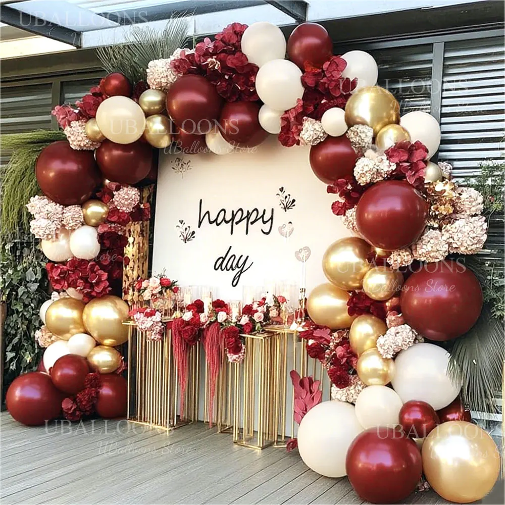 Guirnalda de globos Borgoña de 5/12/18 pulgadas, arco de globos bohemio de  arena blanca metálico dorado Borgoña para decoración de fiesta de feliz  cumpleaños y boda - AliExpress, image size:1000x1000