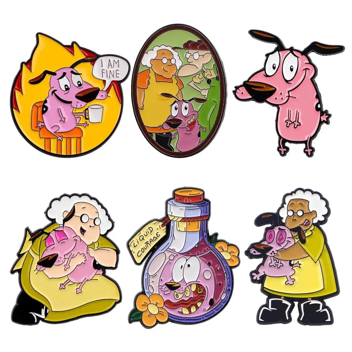Mix 6 teile/satz Jocular Rosa Hund Emaille Pin Broschen für Anstecknadeln Abzeichen auf Rucksack Kleidung Zubehör Mode Schmuck Geschenke