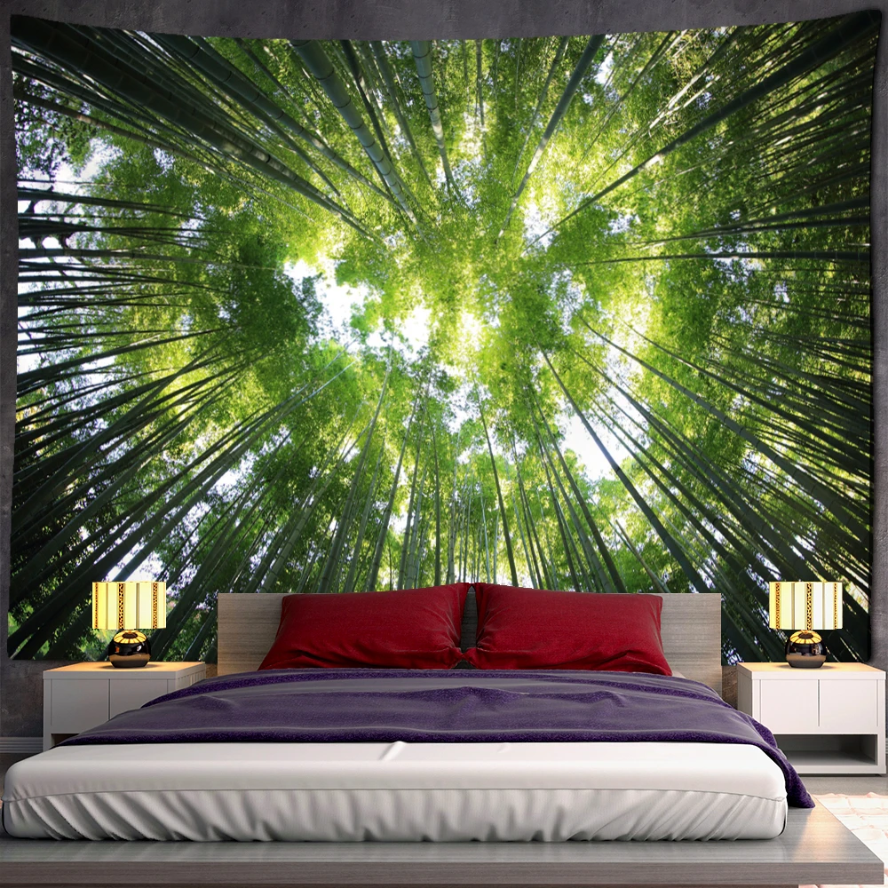 

Forest In The Sky Tapestry Green Wall Hanging Nature Scenery Aesthetic Room Living Room Home Bedroom Dorm Decorations Tapestry