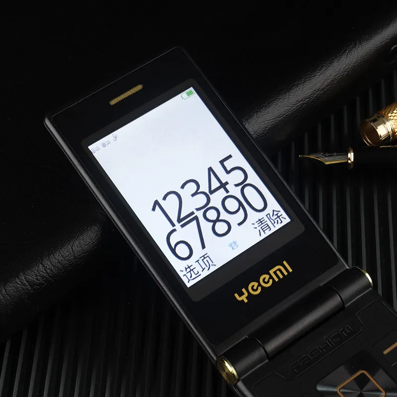 Yeemi G10-C 2G GSM Dual SIM Dual Screen Flip Feature Phone Big Fronts Loud for Elder 2.8 Inch FM Mp3/Mp4 BT Old People Cellphone