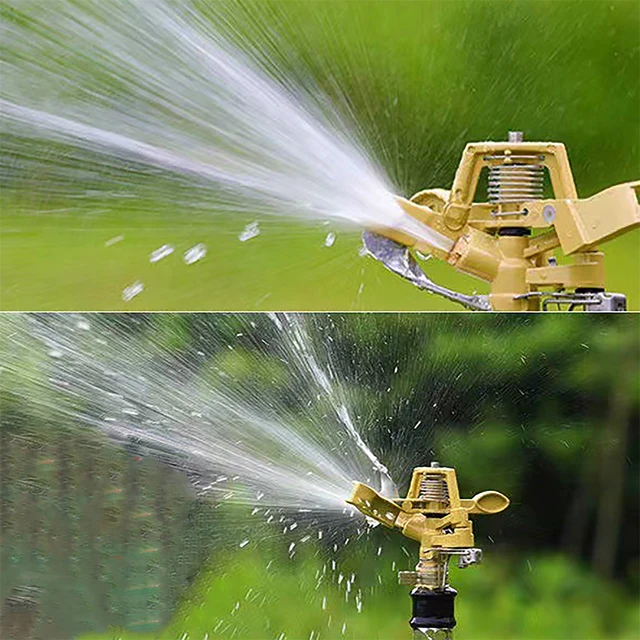 Garden Rotating Rocker Impact Sprinkler 1/2" Male Thread Adjustable Brass Lawn Field Watering Adjustable Nozzle Irrigation Tools 6