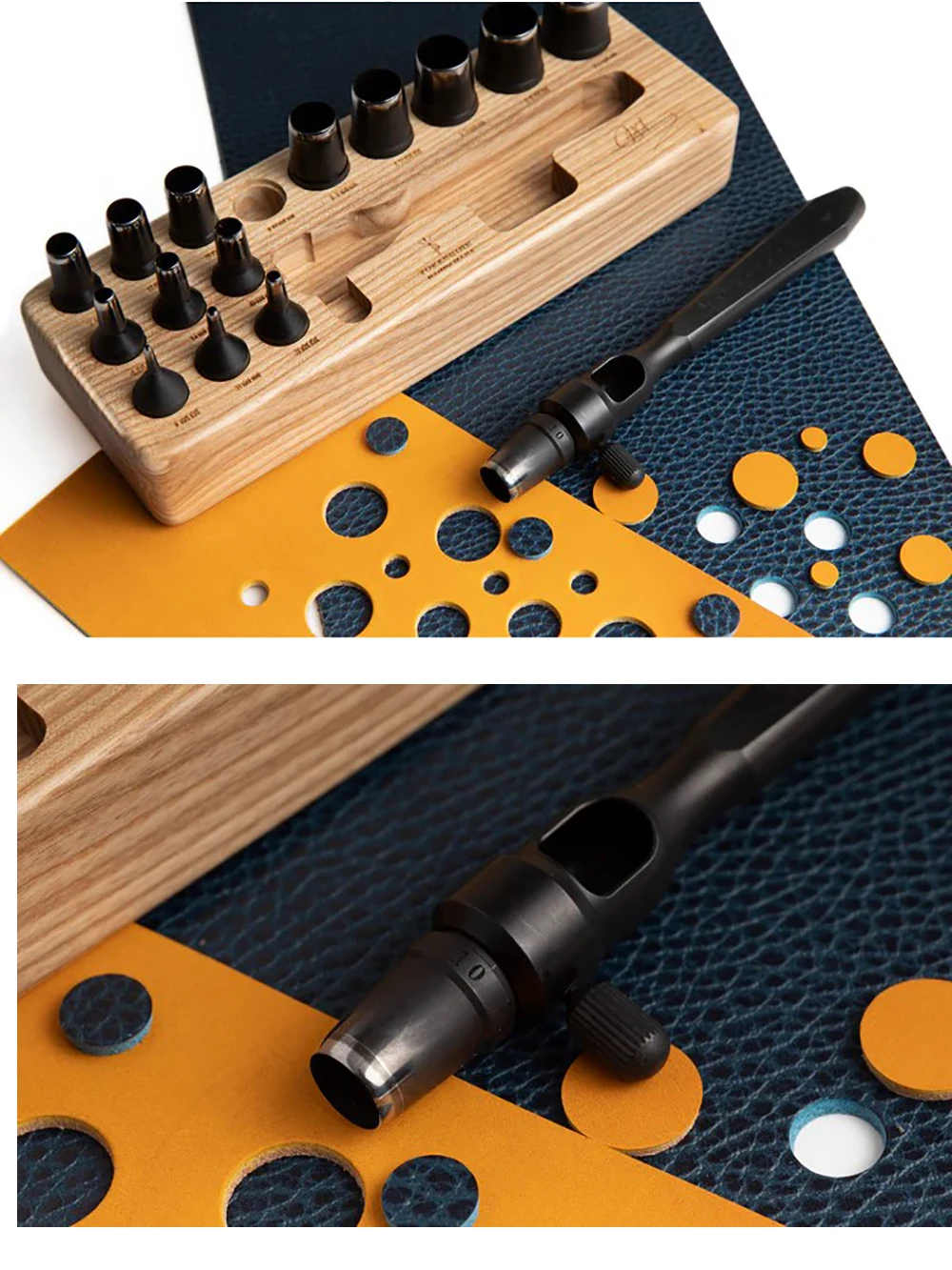 Yorkshine-プロのレザーパンチ,交換可能な丸い穴付きパンチャー,1