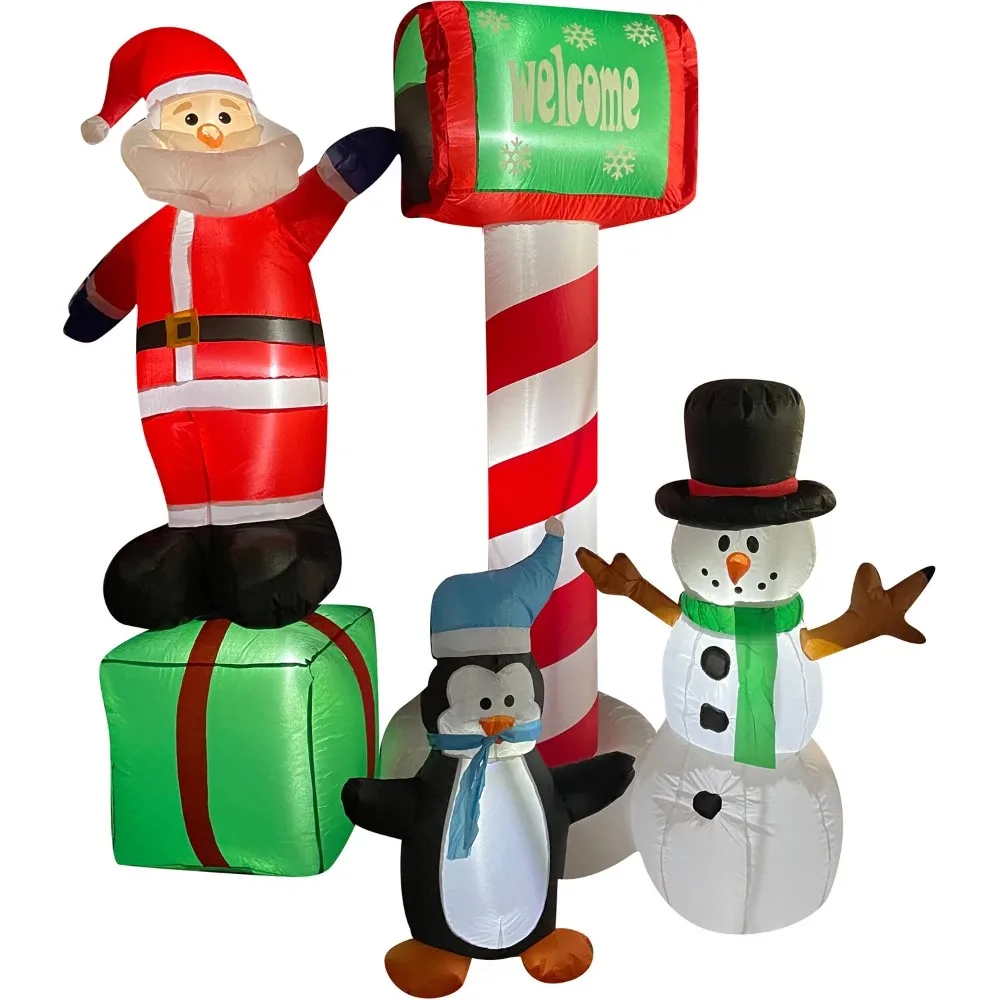 

Christmas Decorations Pre-Lit Welcome Mailbox With Santa Snowman Penguin Outdoor Blow-Up Christmas Yard Inflatable Free Shipping