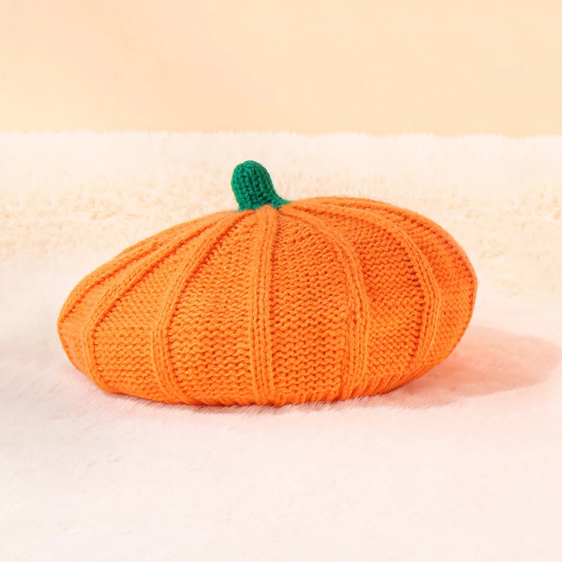 Halloween Decoration Pumpkin Beret Hat Autumn and Winter Parent-Child Knitted Hat Warm Belle Knit Halloween Party Hats