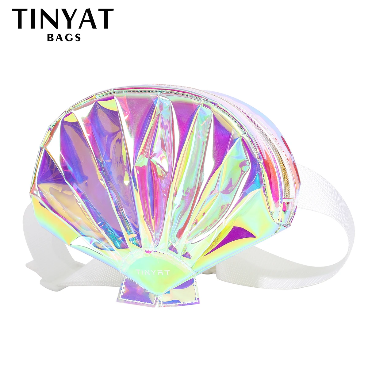 TINYAT Holographic Women's Waist Bag Pack Phone Purse Belt Bag Sports Travel Fanny Pack For Women Fashion Female Shoulder Bag